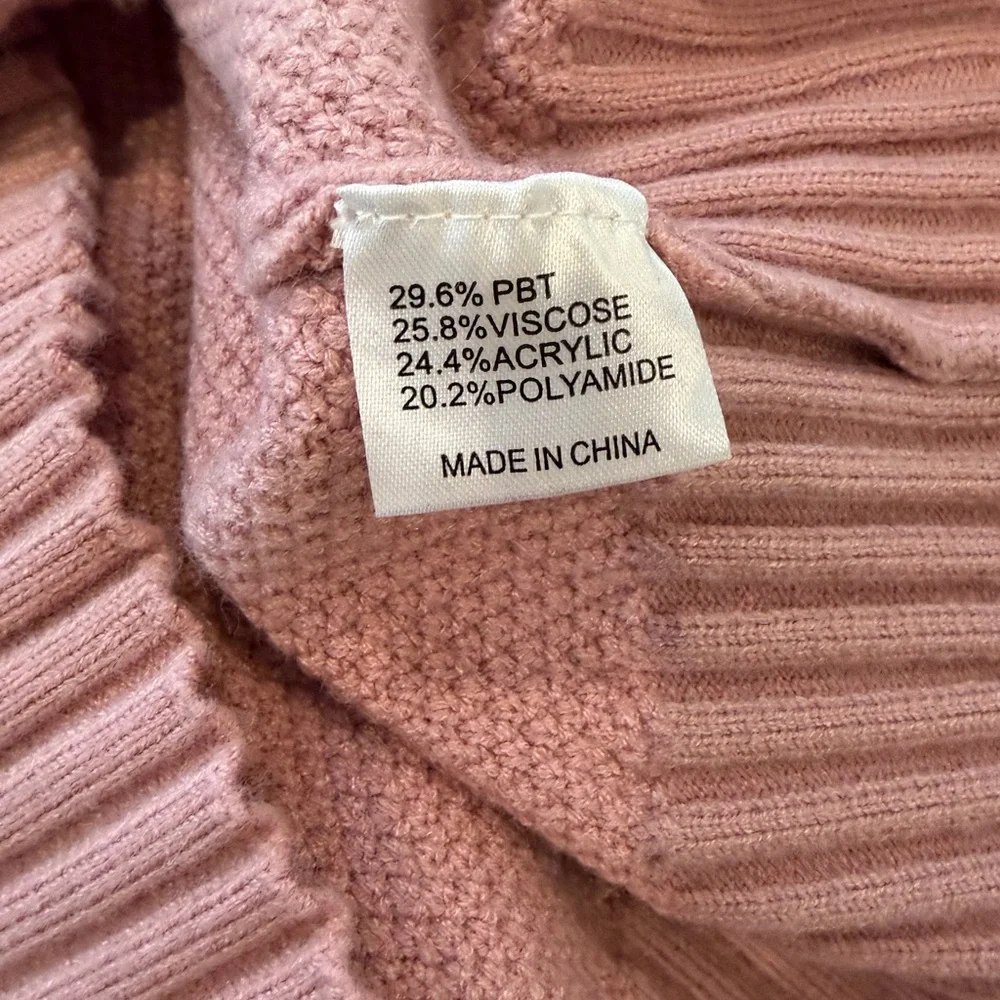 Merokeety Blush Pink Exposed Hem Sleeve Ribbed Stretchy Button-Up Cardigan Large - Picture 14 of 15